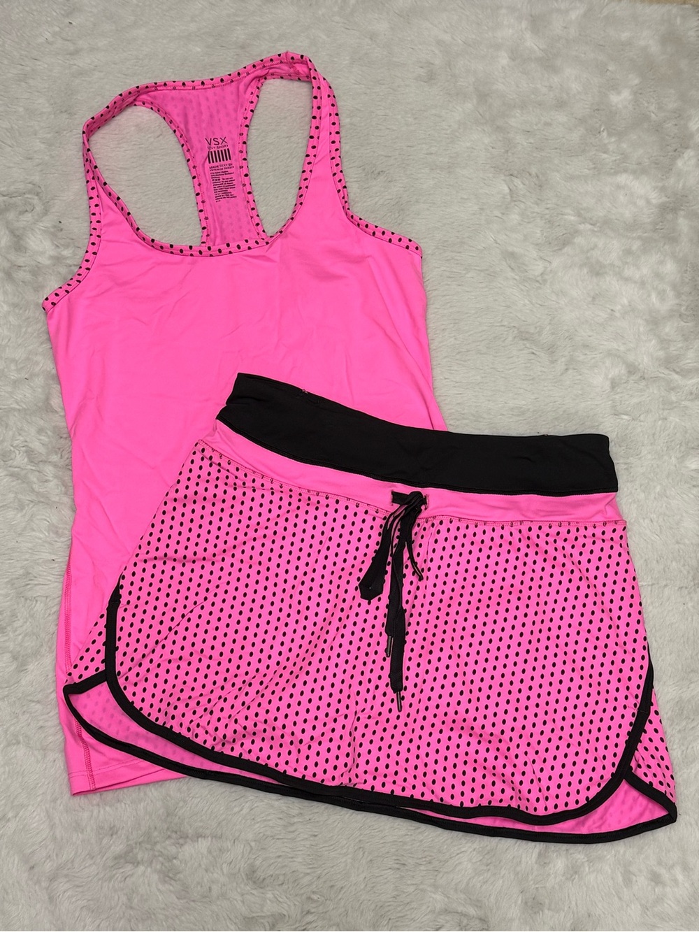 VSX Neon Pink Racerback Tank with Pink & Black Athletic Skort